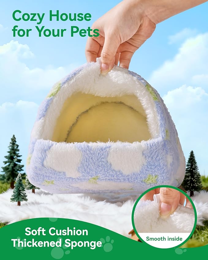 Parrot Winter Nest Guinea Pig Hideout Large Space Plush Pet Nest Hut, Winter Fluffy Warm Cave Bed for Parrot, Hamsters, Guinea Pigs & Small Animals, Machine Washable Cozy Habitat