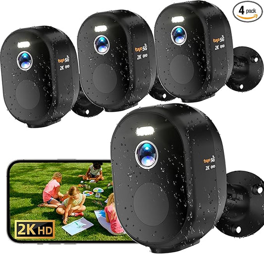 Rraycom 4Pack 5G&2.4G Security Cameras Wireless Outdoor - 2K Camera for Home Security AI Motion Detection WiFi Surveillance Indoor Camera, Color Night Vision, 2-Way Audio, Waterproof, Cloud/SD