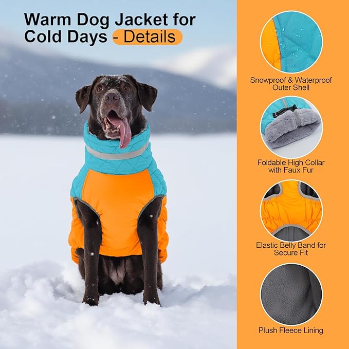 Warm Dog Jackets for Small Dogs, Waterproof Dog Coat with Harness Built in, Zipper Clousure, Fleece Lining for Cold Weather, Small Pet Winter Clothes for Shih Tzu, Yorkshire, Bichon - S