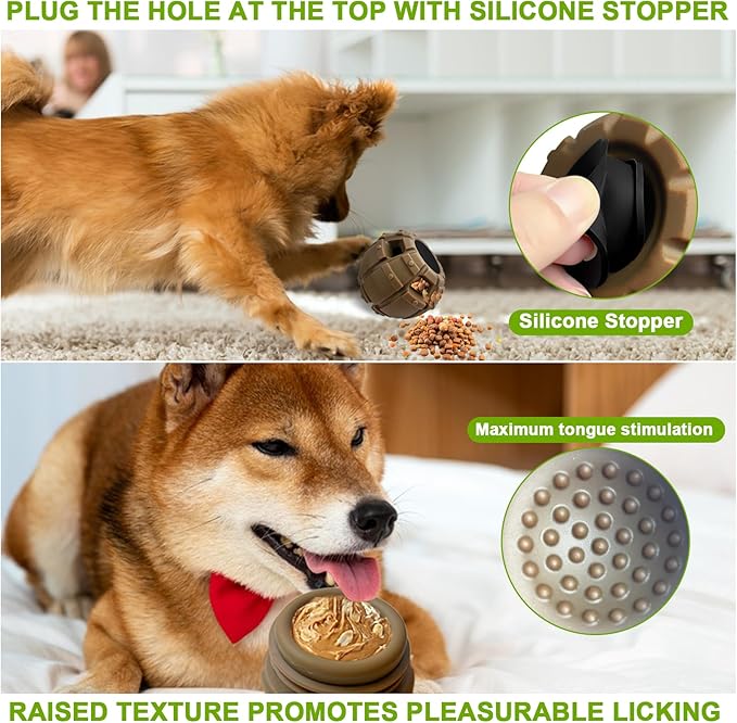 Yipetor Treat Dispensing Dog Toy, Long-Lasting Durable Large Dog Toys, Freezable Fillable Rubber Dog Toys, DIY Interactive Dog Puzzle Play Toy, Holds Kibble, Stopper+Silicone DIY Treat Tray (Small)