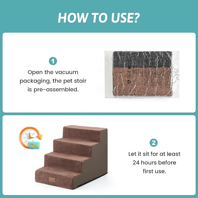 Dog Stairs for Small Dogs, 17.7" Extra Wide Right-Angle Pet Stairs for Couch and Beds, Anti-Slip Dog Steps for Old Cats and Lowrider, 17.7x23.6x17.7 inch, Brown