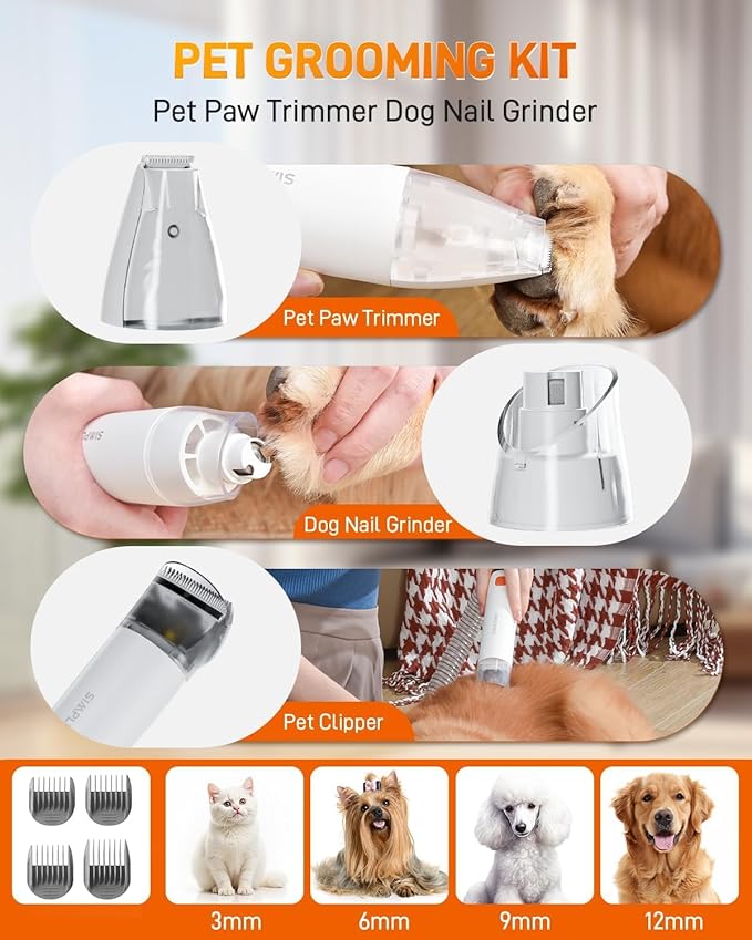 Dog Grooming Vacuum Kit for Shedding: Pet Hair Brush Groomer Attachment Fur Machine Cat Professional Clippers Deshedding Suction Cleaner Home Trimmer Tool Doggie Doggy System Remover Quiet Design