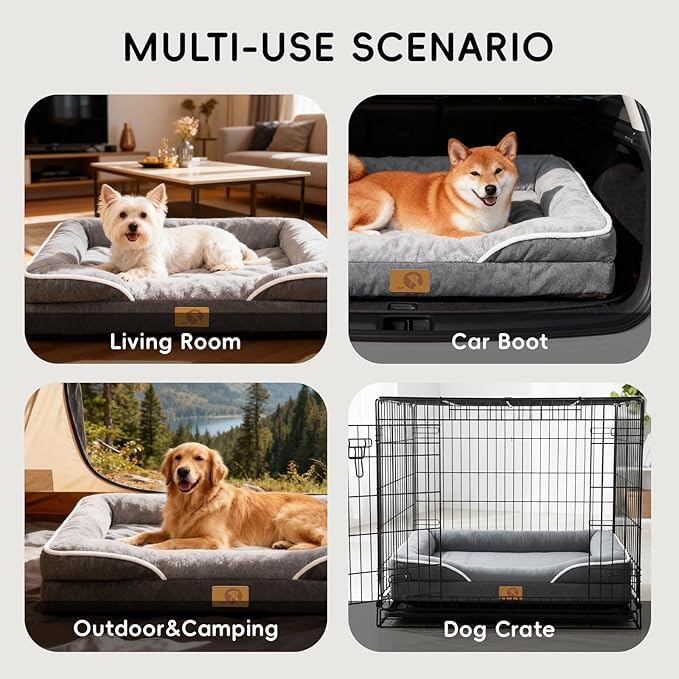 Homemate Dog Bed Medium Size Dog 28x23 inch with Orthopedic Foam Waterproof Outdoor Pet Cat Bed Sofa Supplies with Toy Dogs Crate Pad Couch with Removable Washable Cover & Non-Slip Botton Dark Grey