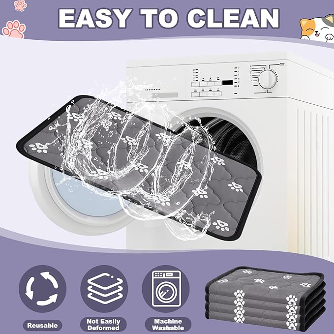 Riakrum 4 Pack Self Heating Cat Bed Pad Self Warming Pet Dog Mat Non Slip Washable Cat Kennel Crate Pad with Storage Bag for Indoor Outdoor Small Medium Dog Kitten (S, 16 x 20 Inches)