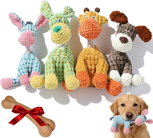 Indestructible Dog Toy - 2026 New Durable Stuffed Squeaky Dog Chew Toys,Dogs Plush Toy for Aggressive Chewers, for Small, Medium&Large Dogs and Puppies,Indoor Teething (4pcs)