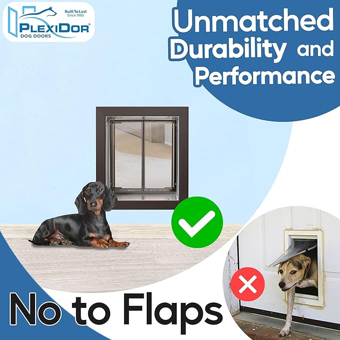 Plexidor Bronze Wall Mount Pet Doors for Cats and Dogs - Energy Efficient - Security Friendly