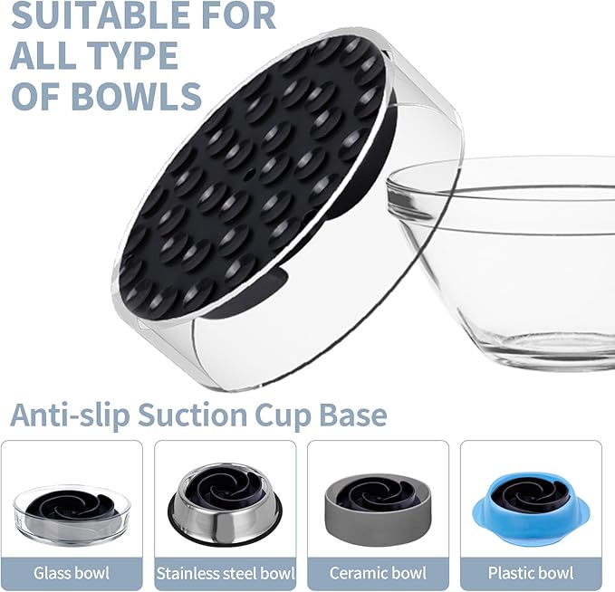Slow Feeder Dog Bowls Insert, Bestalk Soft Silicone Slow Eating Feeder Insert with Suction Cups for Small, Medium and Large Dogs, Fit into Basic and Elevated Dog Bowls, Black