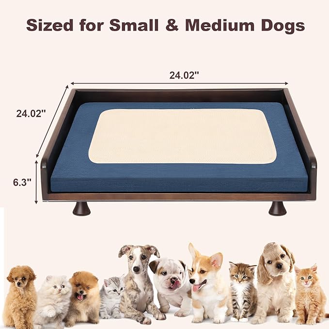 feyoopet Smart Pet Bed with Heating, Ventilation & Ambient Light - Solid Wood Frame, 3 Modes, All-Season Comfort for Cats & Dogs