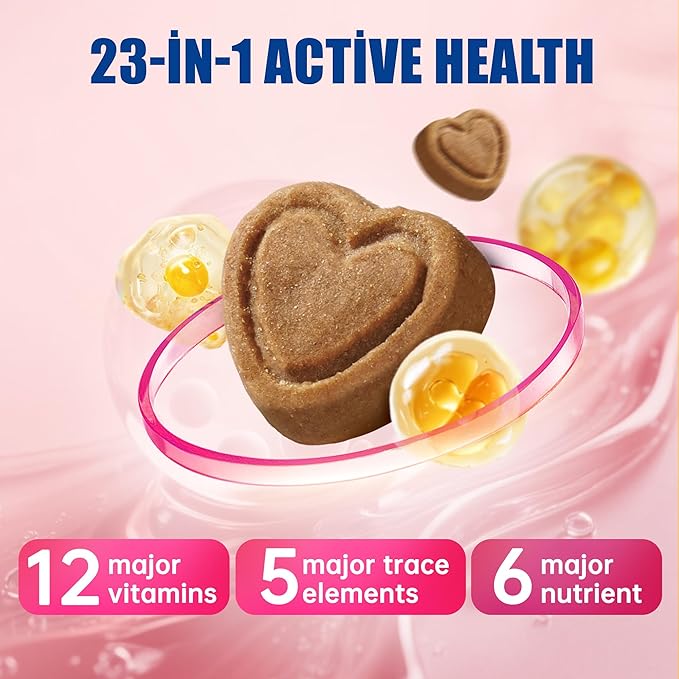 Just Try 23 in 1 Taurine for Cats Vitamins Treats with L-Lysine for Immune, Joint Support Skin & Coat & Heart Health - Multivitamin, Omega 3, Biotin Supplements for Indoor & Senior Cats - 300 Bites
