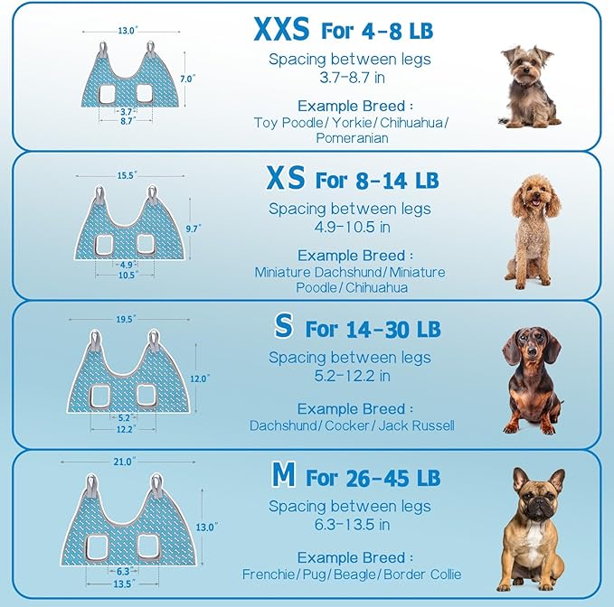 Supet Dog Grooming Hammock Harness for Dogs Cats, Relaxation Pet Nail Clipper Hammock, Restraint Dog & Small Animal Leashes Sling for Groomingk for Nail Trimming (Coral Blue, 2XS)