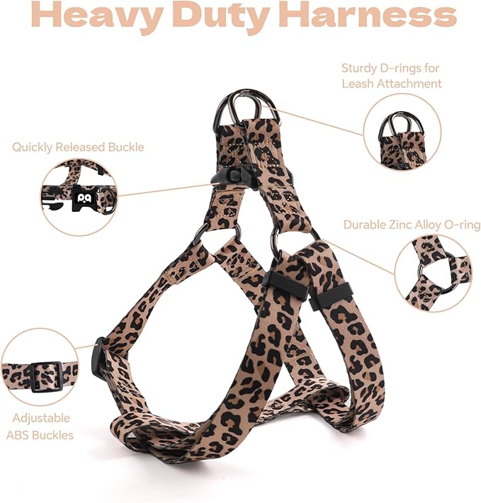 QQPETS Dog Harness Leash Set Adjustable Heavy Duty No Pull Halter Harnesses for Small Medium Large Breed Dogs Back Clip Anti-Twist Perfect for Walking