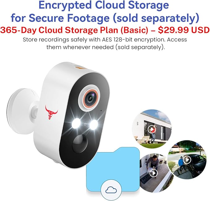 1080p Wireless Security Camera, 2.4GHz Wi-Fi Only, Color Night Vision, AI Human Detection, PIR Motion Detection, 2-Way Talk, Outdoor Surveillance Bullet Cam, No Solar Panel Included (1 Pack)