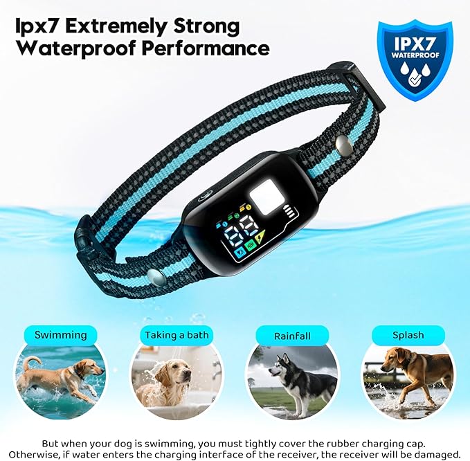 Dog Shock Collar with Remote-3300 Feet & IPX7 Waterproof Dog Training Collar -Beeper, Vibration, Safe Shock for 7-120lbs Large, Medium, Small Dogs, with Keypad Lock, Rechargeable Bark Collar