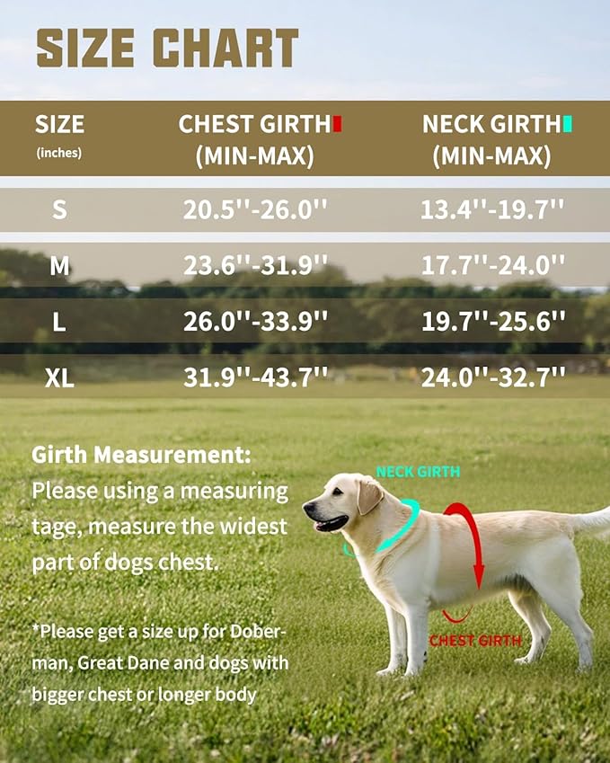 AUROTH Dog Harness and Leash Set, Soft Padded Dog Vest with 5.25FT Dog Leash, No Choke, Easy On Pet Vest, Adjustable Reflective No Pull Dog Harness for Large Dogs, Easy Walking and Training