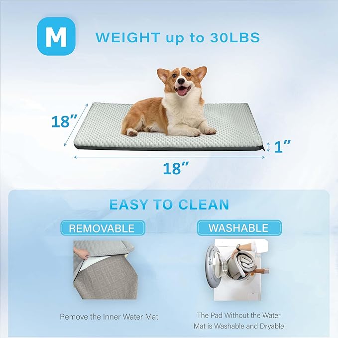 Pet Mat Heating & Cooling System, Consistent Warm and Cold Water Pad for Dogs and Cats, No Chemical Gel or Refrigeration Needed, Machine Washable, Ideal for Home(18.0"L x 18.0"W x 1.0"Th)