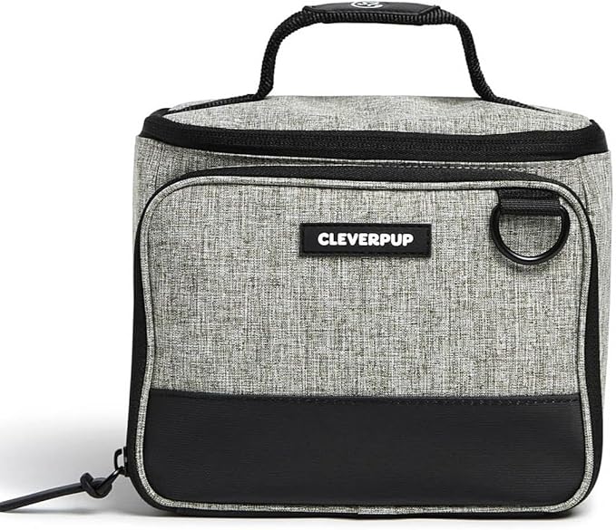 Small 7-Piece Bistro Box Dog Food Travel Kit, 6-Cup Kibble Storage, 2 Silicone Bowls, Mat & Scoop - Premium Portable Pet Food Kit for Weekends, Overnights, Daycare & Camping, Heather Grey