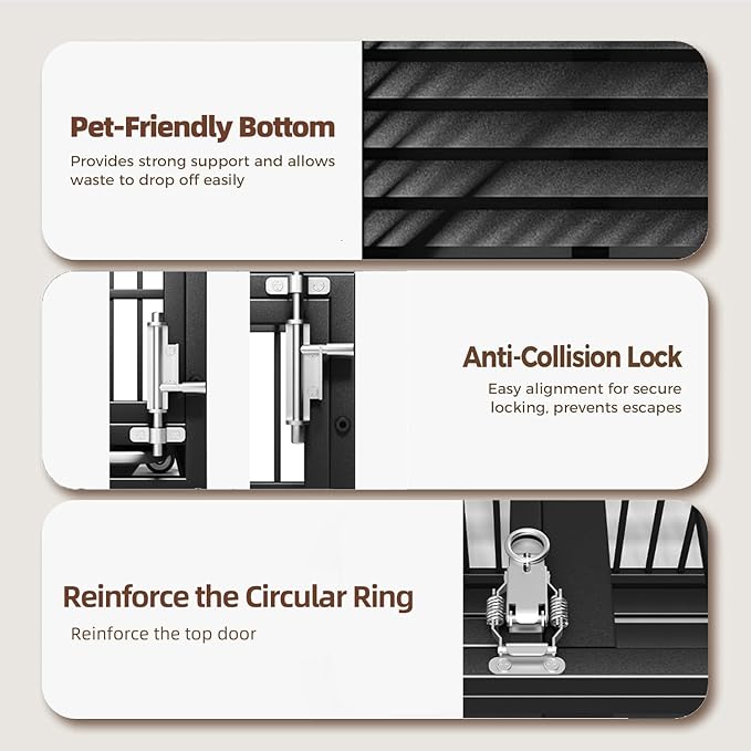 Extra Large Dog Crate for Large Dogs, 64 inches Heavy Duty Dog Crate,Indestructible Dog Kennel for High Anxiety Dogs, Lockable Wheels, Double Door, Removable Tray