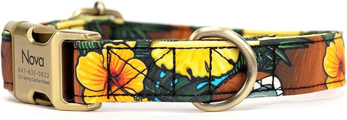 Personalized Dog Collar with Name and Phone Number Engraved,Adjustable Custom Puppy Collar,Organic Cotton Pet Collar for Small Medium Large Boy Girl Dogs