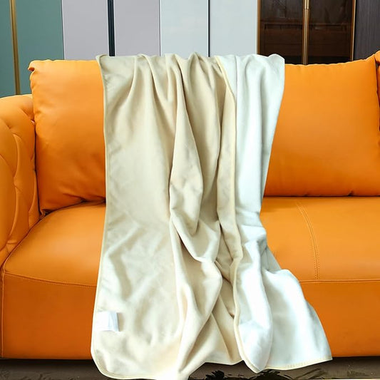 Waterproof Blanket for Bed Couch Sofa, Reversible & Reusable Cat, Dog Blanket Waterproof Washable, Small Water Resistant Blankets, Leakproof (40"x60", Warm Yellow/Warm White)