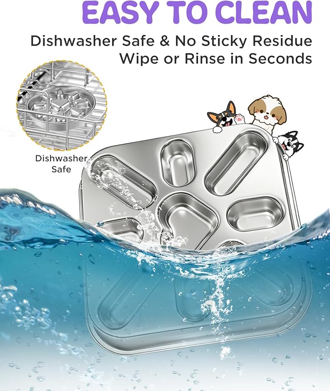 2-Pack Slow Feeder Dog Bowls with Non-Slip Mat, Stainless Steel Slow Feeder for Small & Medium Dogs, 2.5 Cups Pet Bowl for Slows Down Eating, Dishwasher Safe, Anti-Gulping Dog Bowl