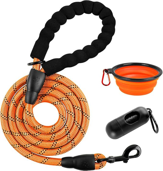 BARKBAY Dog Leashes for Large Dogs Heavy Duty Dog Leash 4/5/6 FT with Comfortable Padded Handle and Highly Reflective Threads for Medium Large Dogs Walking Training Running (6FT-1/2'',Orange)