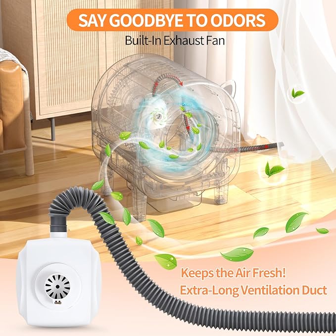 Self Cleaning Litter Box, APP Control and Safety Sensors, Smart Health Monitor, 68 L Large Space Odor-Free Waste Disposal for Multiple Cats