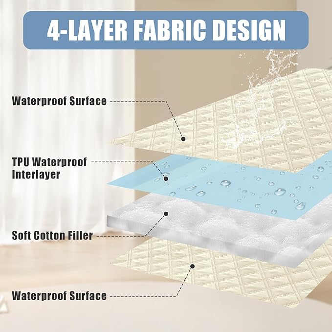 Smiry Waterproof Dog Bed Cover Pet Blanket, Soft Washable Dog Blanket for Furniture Bed Couch Sofa Reversible, Checkered (68"x82", Beige/Beige)