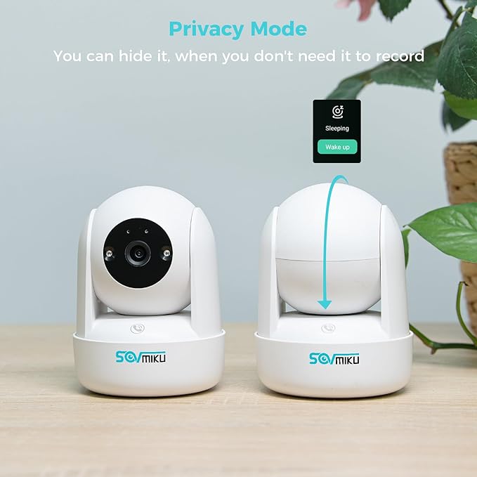 Sovmiku CB2 2k AI Tracking Security Camera for Home,Pet Camera Indoor, Baby Monitor,360° View Pan/Tilt Cam,Two Way Audio,Night Vision,Easy to Setup,Audible Alarm,2.4GHz Wi-Fi, 180 Days Exchange Policy