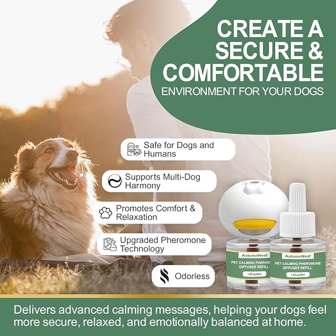 14 IN 1 Dog Calming Diffuser Kit with Night Light | 4 Plug-in Diffusers + 10 Refills (48ml Each) | New Formula Pheromone for Dogs | Anxiety Relief, Stop Barking, Reduce Stress | 300 Days Supply