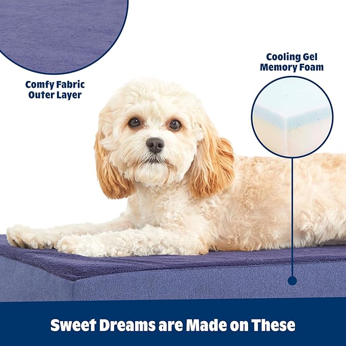 Barkbox Orthopedic Dog Bed | Comfortable Memory Foam Mattress for Joint Relief | Head and Neck Support Waterproof with Non Skid Bottom | Calming Durable Bed with Washable Cover | Small, Navy