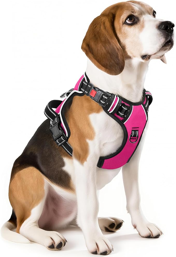 Timos No Pull Dog Harness, No Choke Front Lead Dog Reflective Harness, Adjustable Soft Padded Pet Vest with Easy Control Handle for Small Medium Large Dogs, M