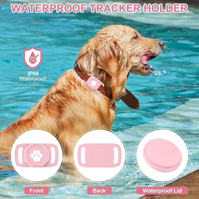 Smart Pet Tracker for Collar - Dog Trackers Pet Location Tracker with Holder, No Monthly Fee, Compatible with Apple Airtag Find My (iOS Only, Not for Android), Anti-Lost Device for Pets, Bag Straps