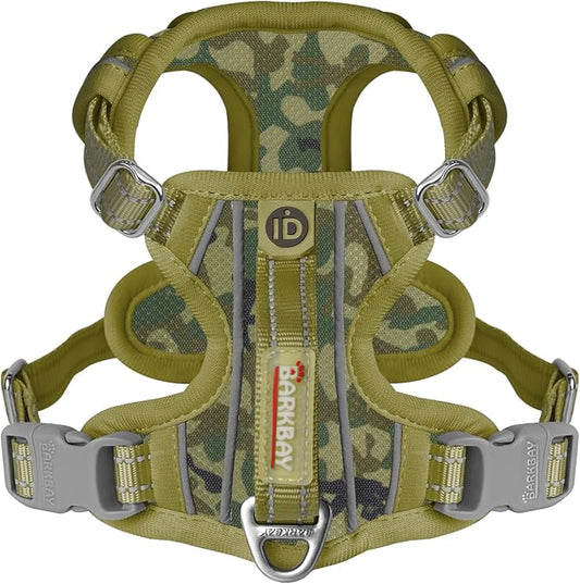 BARKBAY Dog Harness No Pull with ID Tag Pocket - Heavy Duty, Reflective, Easy Control for Large Dogs(Camo,XS)