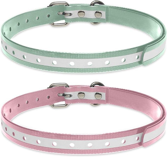 Shock Collar Replacement Strap, 3/4" Waterproof Odorless Reflective TPU Dog Collar, Replacement Collar for Shock Collar with Metal Buckle - All Brands Pet Training E Collars (Pink & Green)