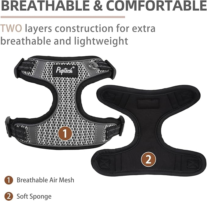 PUPTECK Dog Harness and Leash Set Medium Sized, Step in No Pull Adjustable Puppy Cat Harness Reflective Pet Vest