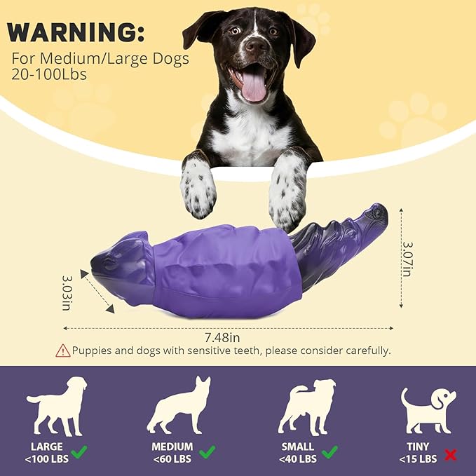 Dog Chew Toys for Aggressive Chewers, Indestructible Lizard Shape Tough Dog Toy with Natural Scents, Durable Chew Bones to Keep Large Dogs Busy, for Super Chewers 20-80Lbs - Peanuts