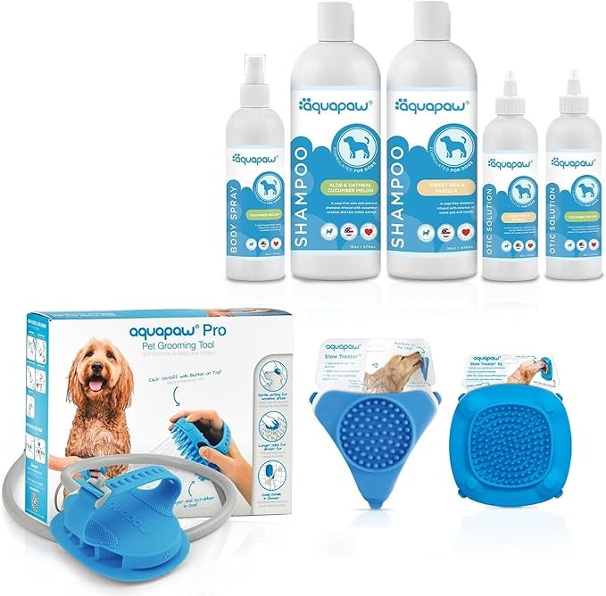 Aquapaw Lick Mat for Dogs with Suction Cups - XL, Blue, 1-Pack - Slow Feeder Lick Pads for Dogs & Grooming Enrichment - Food Mat for Peanut Butter Treats