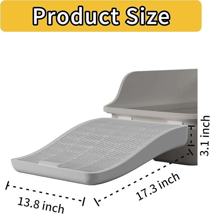 Cat Litter Box Step Ramp, Large Height Adjustable Litter Catcher, Non-Slip Trapping Mat for Kitty, Washable Design for Easy Cleaning, Ideal for Small & Elderly Cats 13.8''×17.3''
