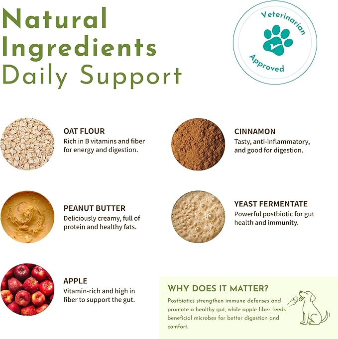 PawCo Dog Treats, Gut Health – Supports Digestion & Sensitive Stomachs – Crunchy Dog Cookies with Postbiotics, Peanut Butter & Apple – Functional & Healthy Rewards for Dogs – Magic Cookie – 8.8oz