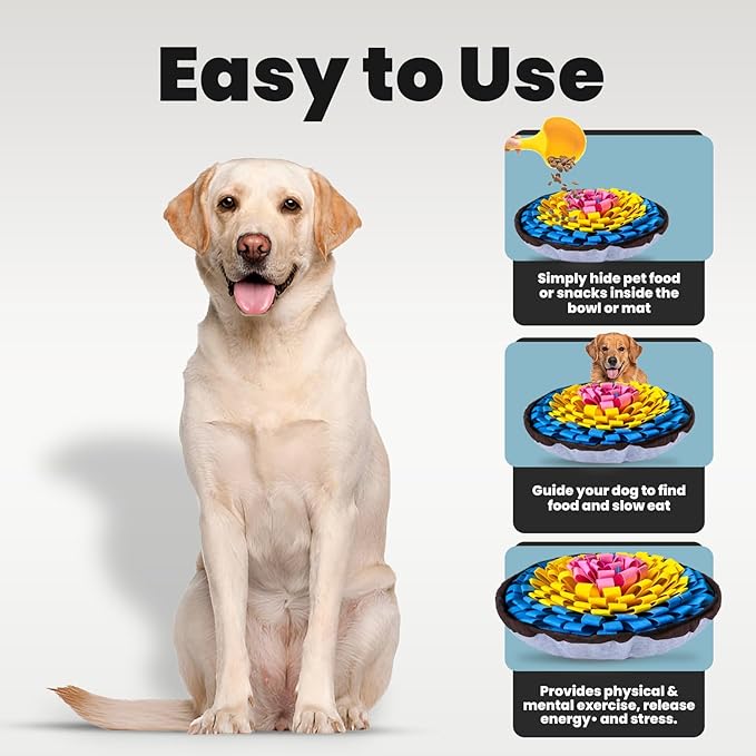 PET ARENA Snuffle Mat for Dogs - Adjustable Interactive Puzzle Toy for Large & Small Breed Slow Feeder for Mental Stimulation & Stress Relief Encourages Natural Foraging Ideal for Indoor & Outdoor Use