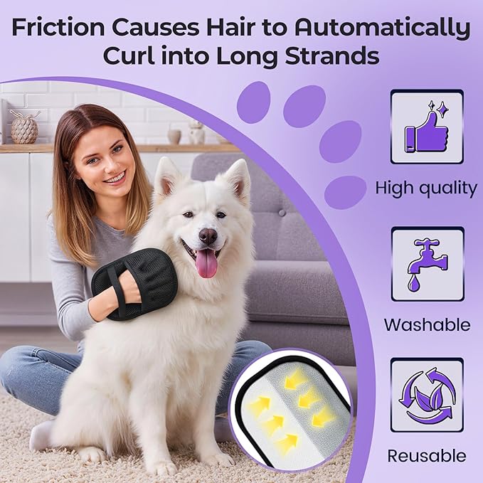 2Pcs Electrostatic Pet Hair Removal Glove, Static Magic Brush Pet Hair Remover, Washable Reusable Pets Grooming Glove For Furniture, Carpet, Bed Sheets, Couch, Clothes, Hair Removal Tool For Dog Cat