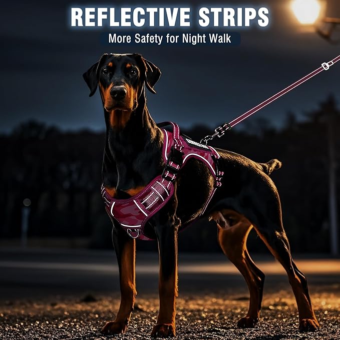 Tactical Service Dog Vest and Leash Set,Heavy Duty No Pull Dog Harness and 10 Patches with Dog Seat Belt for Large Dogs,Reflective Pet Harness for Training Walking Hiking Camo Pink XL
