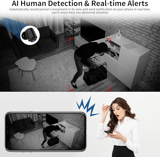 VSTARCAM Tiny Camera for Home Security 1Pcs, 2.4GHz WiFi Portable Battery Operated with IR Night Vision, Human Detection, 136° Wide Angle, Baby Monitor Small Motion Activated Camera