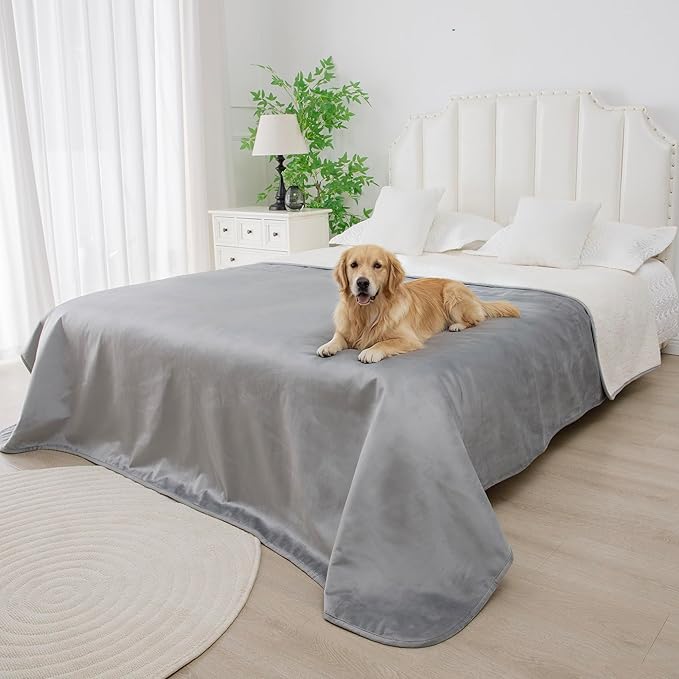 Waterproof Blanket for Bed, Leak Proof Dog Blankets for Couch Sofa Protection, Reversible Pet Sherpa Throw Furniture Protector Machine Washable King Size(86"x108",Darkgrey)