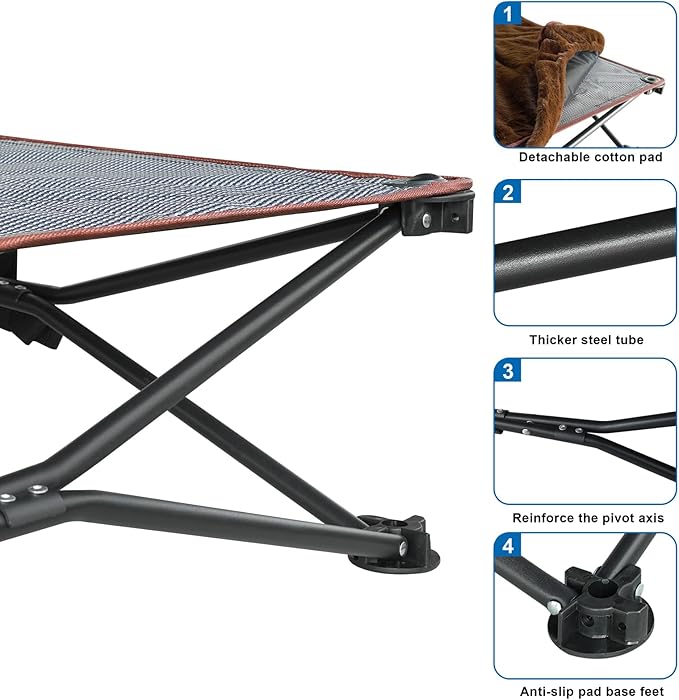 unp Elevated Cooling Dog Bed - 36 x 36 x 10 inch Foldable Pet Bed - Washable Plush Cover & Carrying Bag Breathable Dog Camping Chair (Brown, L)