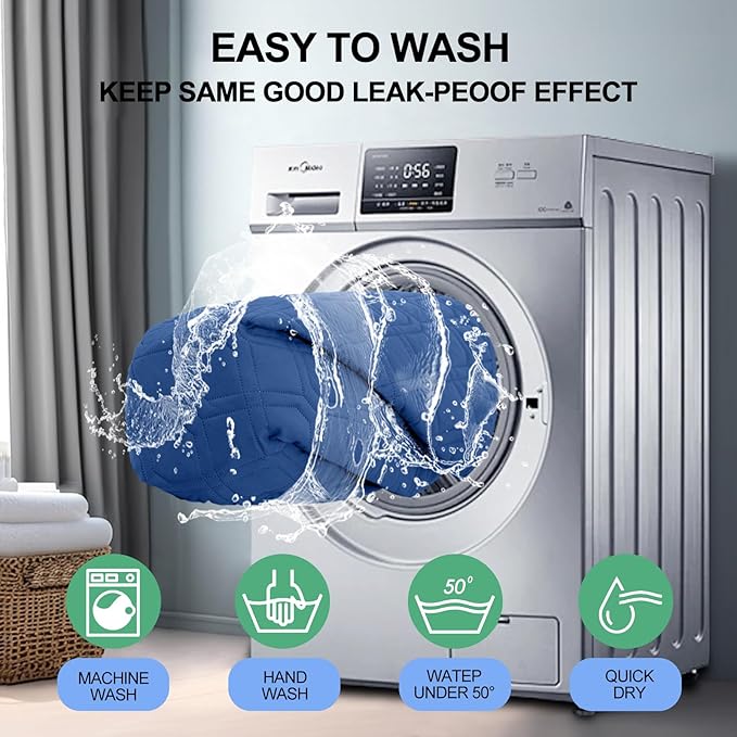 Smiry Waterproof Dog Blanket, 52x82 Inch Soft Pet Bed Cover Reversible, Washable Sofa Couch Furniture Protector for Small Medium Large Dog Puppy Cat, Geometric, Navy/Blue