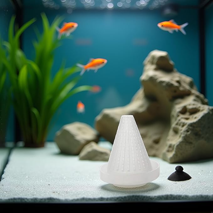 White 7cm Cone Shape Aquarium Red Worm Fish Feeder with Suction Height Professional, Automatic Feeders, Fish and Aquatic Pets