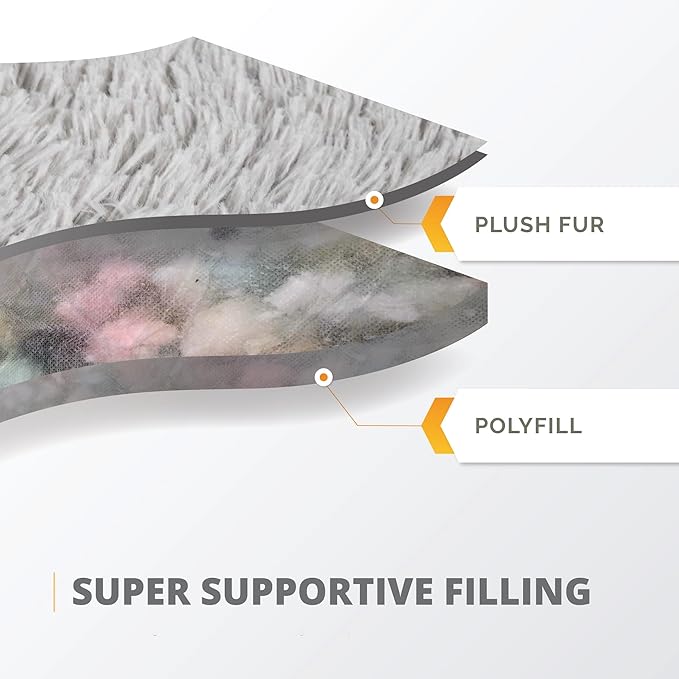 Friends Forever Luna Donut Cat Bed Cave, Soft Faux Fur Hooded Blanket Dog Couch For Indoor Pet, Fluffy Calming Plush Shag, Cozy Round Cushion, Machine Washable Cuddler, Self Warming, Grey