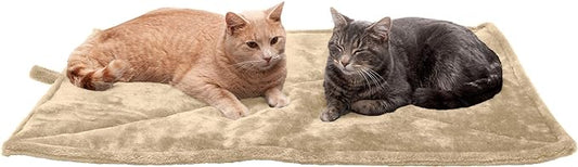 Furhaven ThermaNAP Self-Warming Cat Bed for Indoor Cats & Large/Medium Dogs, Washable & Reflects Body Heat - Quilted Faux Fur Reflective Bed Mat - Cream, Large