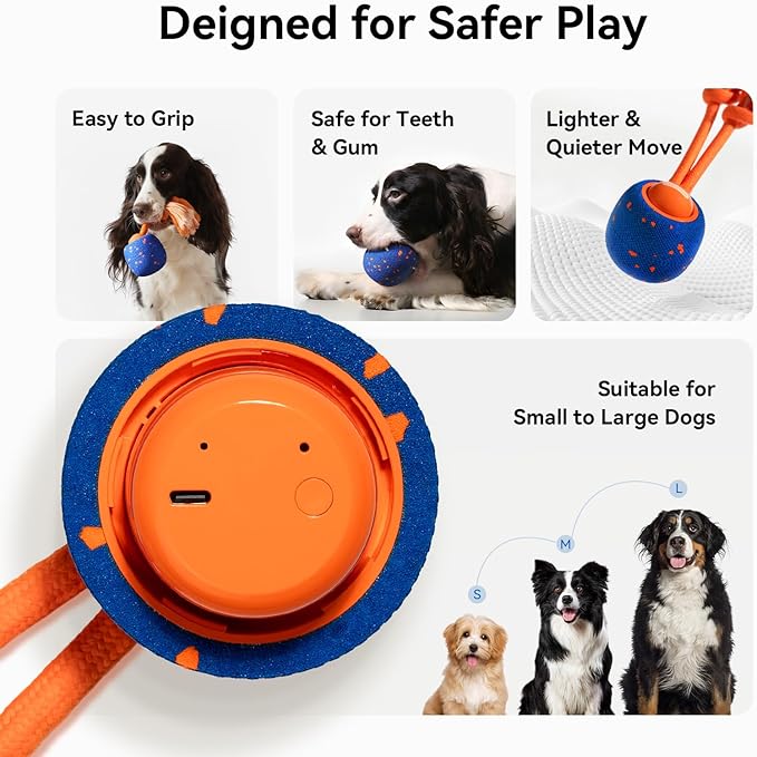 Cheerble Smart Interactive Dog Toy, Wicked Ball Rolly, Automatic Moving, Bouncing, Rotating, E-TPU Material, Active Rolling Interactive Dog Ball for Medium and Large Dogs (Blue)